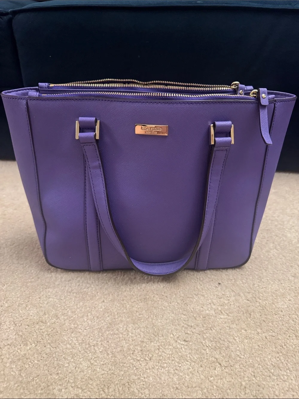 kate spade Purple Leather Tote with Gold Hardware